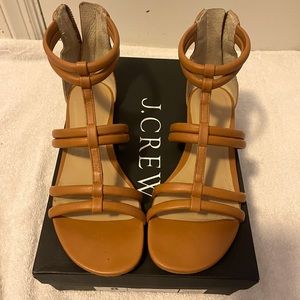 J Crew back-zip gladiator style tan leather sandals - sz 8